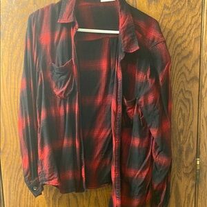 Maurices Red and Black Plaid Button Down Shirt